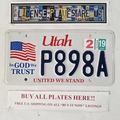 PLACA DE MATRÍCULA UTAH 🔥GRATIS📬🔥P898A UNIDOS MANTENEMOS BANDERA AMERICANA EN DIOS CONFIAMOS Foto 1 de 4