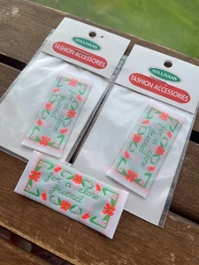 SULLIVANS For A Close Friend Flower 3 x Patches Sew On Tags Pack NEW 5.8 x 2.5cm - Picture 1 of 4