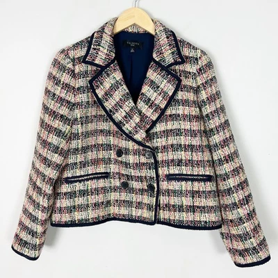 Talbots Colorful Tweed Blazer Jacket Double Breasted Fall Size 8 Petite Women's - Image 1 of 4