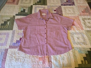 CJ Banks 1X rotes kurzärmliges Hemd mit Gingham-Muster und Knopfleiste - Bild 1 von 8