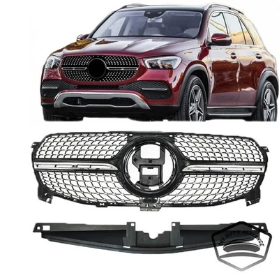 Parrilla delantera de diamante negra brillante para Mercedes-Benz W167 GLE 350 53 2019-2023 Foto 1 de 4
