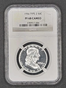 1956 (Type 2) Franklin Half Dollar Proof | NGC PF68 CAMEO - Picture 1 of 4