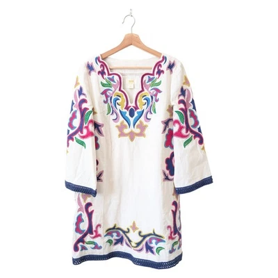 Maeve Anthropologie Embroidered Midi Dress Size Small Olympia Cotton Linen Boho - Image 1 of 4