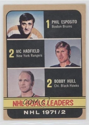 1972-73 O-Pee-Chee League Leaders Phil Esposito Vic Hadfield Bobby Hull #272 HOF - Image 1 of 2