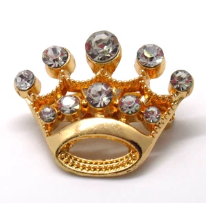 Krone Anstecknadel goldfarben Strass König Königin Modeschmuck - Bild 1 von 6