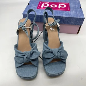 Pop Giving Damen-Sandalen mit Absatz Chambray blau Größe 9,5M - Bild 1 von 10