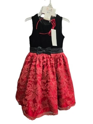 Girl Biscotti  Collezioni Dress Black Velvet With  Red Has Sparkles Sz 8 - Image 1 of 4