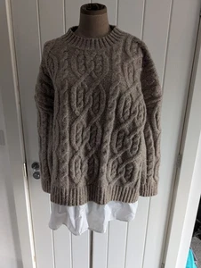 Brauner Pullover Gr. XL 16/18 Zopfmuster Shirt Stretch Herbst Herbst Primark - Bild 1 von 16