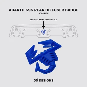 Abarth Rear Diffuser Badge Scorpion | 595 Series 3 & 4 | Blue - Picture 1 of 2