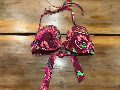 Women’s Xhilaration Push Up Burgundy Paisley Bikini Top Size XS NWOT - Image 1 of 4