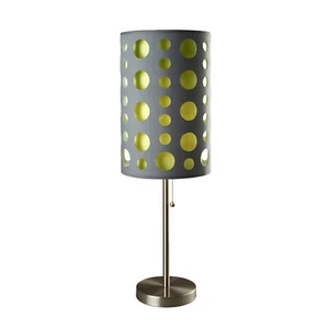 Modern Retro Table Lamp Brushed nickel finish base with Gray/Green shade - Picture 1 of 2