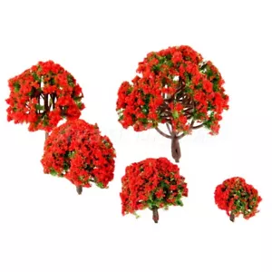 10Pcs Red Flower Model Trees Train Garden Park Scenery Layout 3cm-8cm Scale - Picture 1 of 10