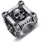 Cy Trendy Men's Stainless Steel Gothic Jewelry Square Skull Biker Ring Size 7-15