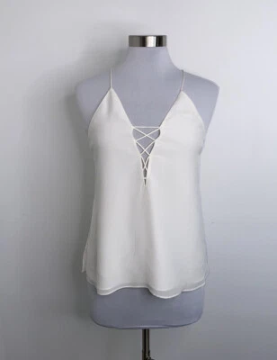 Camiseta sin mangas Cami NYC Blake blanca cruzada de seda para mujer talla pequeña nueva con etiquetas Foto 1 de 4