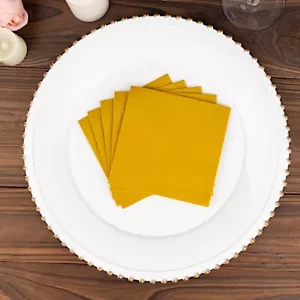 GOLD 20 Square 10" x 10" Airlaid Paper Disposable Cocktail NAPKINS Party Events - Picture 1 of 8
