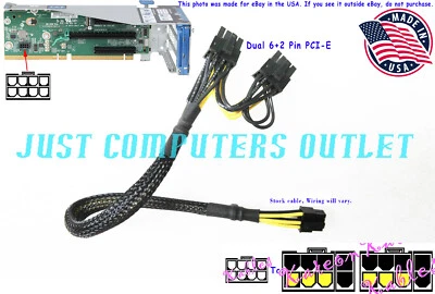 🔥 12" HP DL380 ML350 Gen10 Server Dual 6+2 Pin PCI-E GPU Power Cable 879154-001 - Image 1 of 4