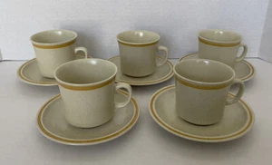 Set 5 Hearthside Garden Festival Footed Cups Saucers Stoneware Japan Vintage Mug - Imagen 1 de 10