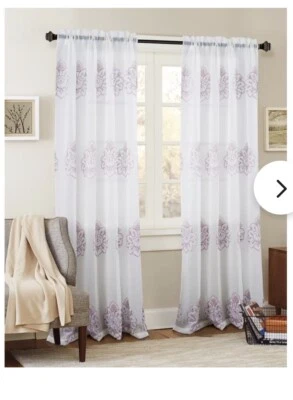 "Panel Claypoole Floral Bordado Semi Transparente (1) 54x84"" Colección Bergen Lila" Foto 1 de 4