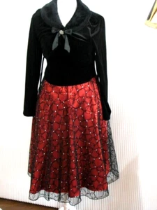 Amy's Closet Girls Black Velvet Red Beaded Special Holiday Portrait Size 16 EUC - Picture 1 of 18