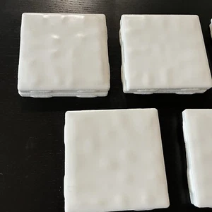 Vintage Huntington USA Made 10 White 4" Square Dimple Mid Century Bath Tiles NOS - Picture 1 of 7