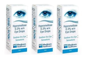 Medicom - Hypromellose 0.3% Eye Drops For Dry Eyes 10ml - 3 pack