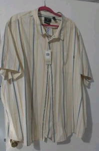 DOCKERS Big & Tall Button front Men's Short Sleeve Shirt 5XLT NWT Blue Stripes - Picture 1 of 8