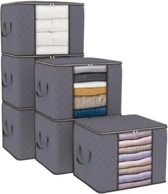 90L Storage Bags Moth Proof Clothes Organizer Large Duvet Bags Zips Organizer - Image 1 of 4