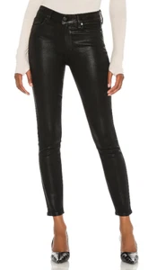NEW PAIGE JEANS HOXTON ANKLE LUXE COATING BLACK FOG SKINNY PETITE SIZE 27 *J - Picture 1 of 4