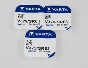 3x V379 Varta Knopfzelle Batterie V 379 SR521, SR521SW, SR63 Uhrenbatterie - Bild 1 von 2