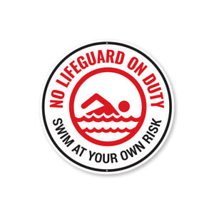 No Lifeguard on Duty Sign, Home Decor Metal Sign