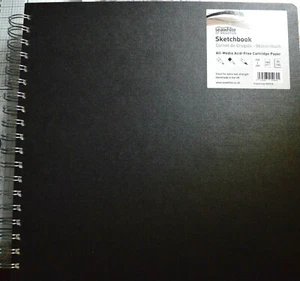 SEAWHITE Square Euro Sketchbook, Black Poplin Cover, 195mm SQ Wire Spine - Picture 1 of 2