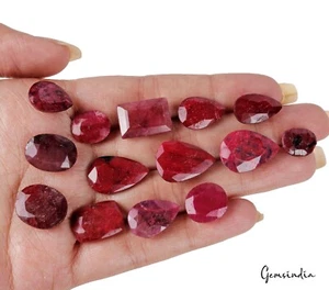 170.00 Ct Natural Red Ruby Mix Faceted Loose Gems Lot 14 Pcs For Making Jewelry - Picture 1 of 4