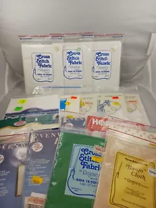 Vintage Cross Stitch Fabric Lot -- 17 pcs - Picture 1 of 8