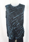 Rta Women's Blue Black Print Cotton Blend Round Neck Sleeveless Tank Top Size Xs