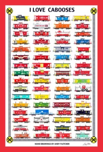 Póster enmarañado I Love Cabooses 12""x18"" firmado por Andy Fletcher - Imagen 1 de 1