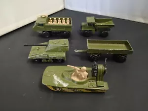 T693-MATCHBOX SUPERFAST LOT OF FIVE MILITARY MODELS INC DUMP TRUCK - Picture 1 of 3