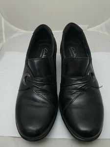 Clarks Bendables Womens Shoes 7.5 M Black Leather upper Stretch 38476 - Picture 1 of 10