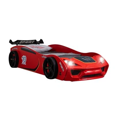 Autobett Kinderbett Rennwagen-Design mit Lattenrost LED Frontlicht TURBO V2  - Bild 1 von 2