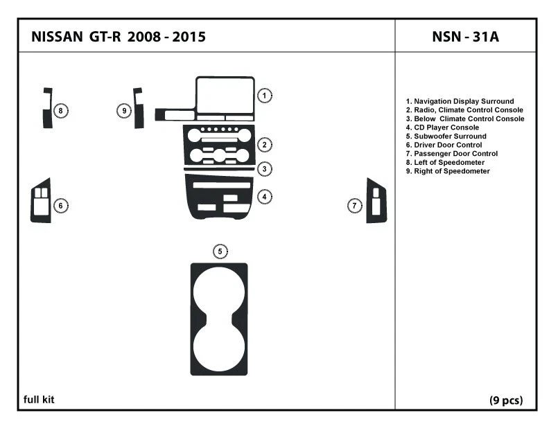 Interior Real Carbon Fiber Dash Trim Kit for NISSAN GT-R 2008-2015 - Image 1 of 1