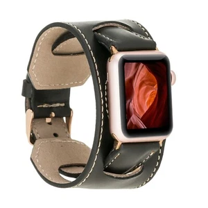 Leather Apple Watch Band, Strap for iWatch 1 2 3 4 5 6 SE 7, 38/41/42/44/45 mm, - Photo 1/12