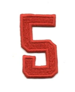 Number - Red Number "5" (1 7/8") - Iron On Embroidered Applique/Numbers - Picture 1 of 1