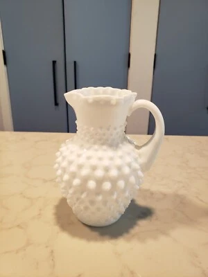 Vintage Fenton Small Milk Glass Hobnail Pitcher 5 3/4" - Image 1 of 2