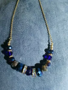 blue crystal necklace, Bracelet, Earrings set - Picture 1 of 2