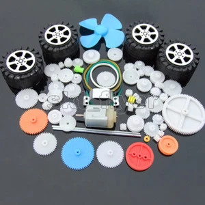 62pcs Plastic Gear Gearbox 130 Motor Wheel Car Robot Belt Pulley Fan RC Part - Picture 1 of 2