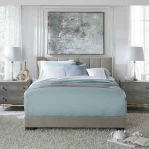 Reece Channel Stitched Upholstered Full Bed, Platinum Grey - Picture 1 of 11