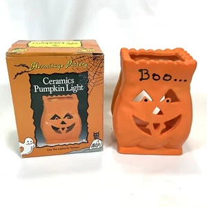 De colección 1993 Hermitage Cerámica Calabaza Té Luz Candelabro Jack Lantern - Imagen 1 de 10