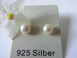 SCHMUCK-STCK NEU OHRRINGE STECKER PERLE 925 silber  verschiedene Größen  S A - Picture 1 of 1