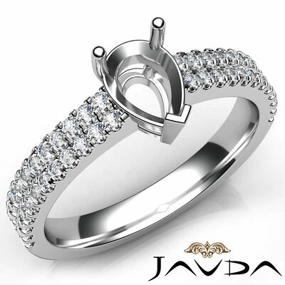 Pear Semi Mount U Shape Prong Set Natural Diamond Engagement Ring Gold 0.50Ctw. - Image 1 of 4
