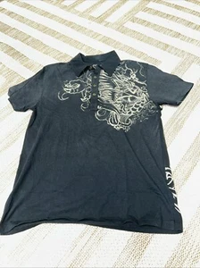 Key Closet Swarovski Crystal T-shirt Henley Large Distressed Black NWT (A19) - Picture 1 of 14