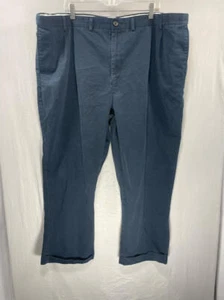 LAND’S END Men's Navy Blue 100% Cotton Pants Size 48 Traditional Fit Flex Waist - Picture 1 of 12
